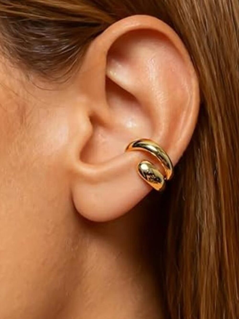 Gold Tone Ear Cuffs Non Piercing Chunky Ear Cuff Earrings Non Tarnish Clip on